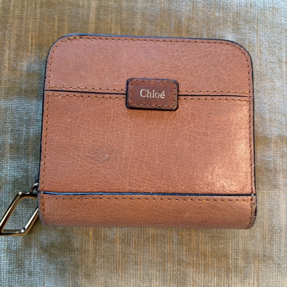 Chloe Brown Leather Small Zip Wallet - Picture 2 of 7